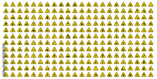 Warning Hazard Symbols labels Sign Isolate on White Background,Vector Illustration photo