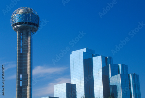 Canvas Print Skyline of Dallas, TX with Reunion Tower and Hyatt Hotel