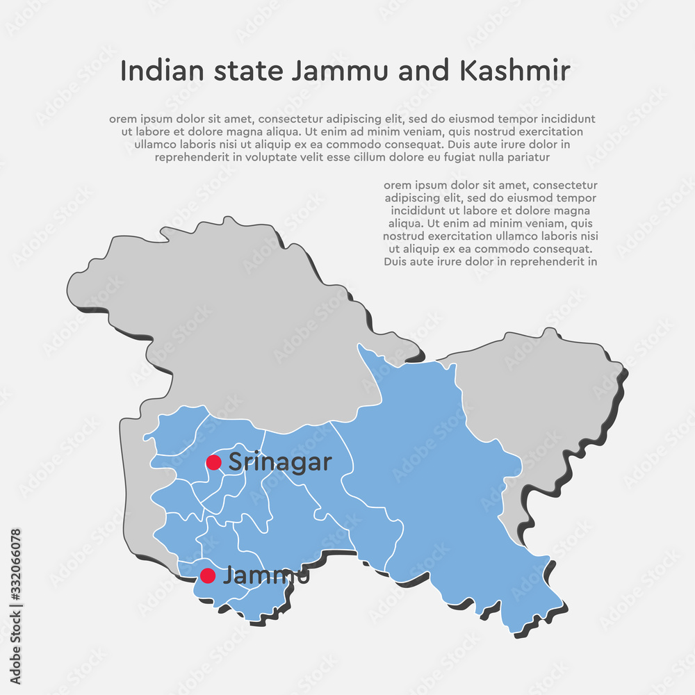 State map Jammu and Kashmir template India