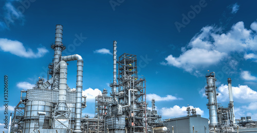 Close up Industrial view at oil refinery plant form industry zone with cloudy sky