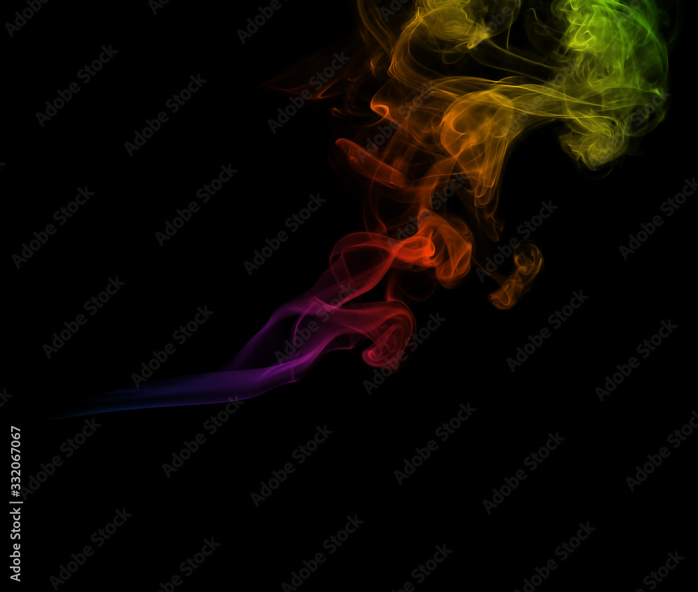 Colorful fire on a black background.