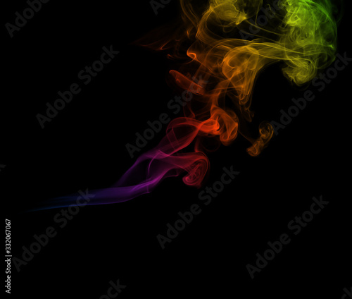 Colorful fire on a black background.