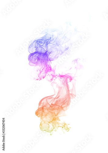 Colorful smoke on a white background.