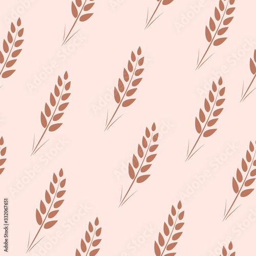 Seamless pattern of wheat ears. Vector Wallpaper background of ears of grain crops.