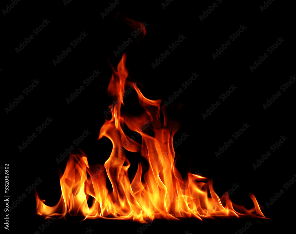 Fire flames on a black background. Fire flames on a black background.