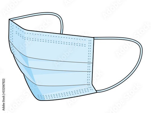 サージカルマスク(青)-Blue surgical mask vector art