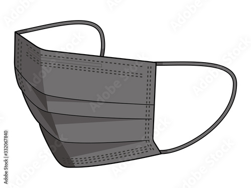 サージカルマスク(黒)-black surgical mask vector art
