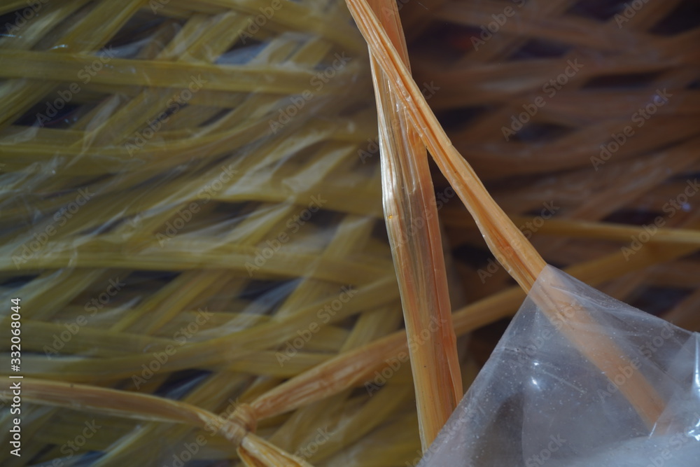 Plastic rope are yellow in the shop. Plastic rope are yellow in the shop.