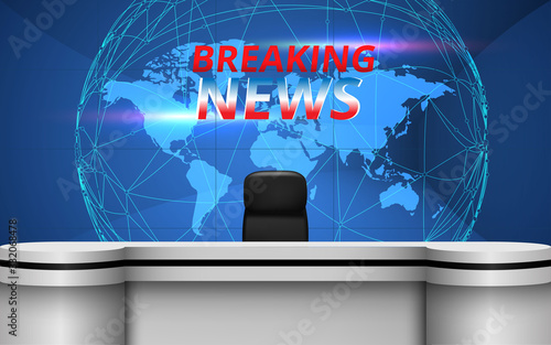 white table and lcds background in the news studio room