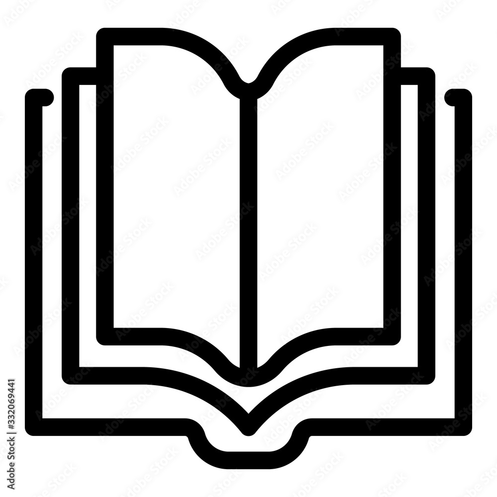 Multi page book icon. Outline multi page book vector icon for web design isolated on white background Multi page book icon. Outline multi page book vector icon for web design isolated on white background