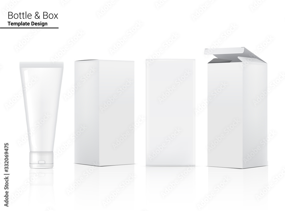Tube Mock up Realistic Cosmetic and Box for Skincare Product on White Background Illustration. Health Care and Medical Concept Design.