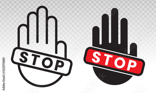 Stop sign with hand / palm flat icons for apps and websites