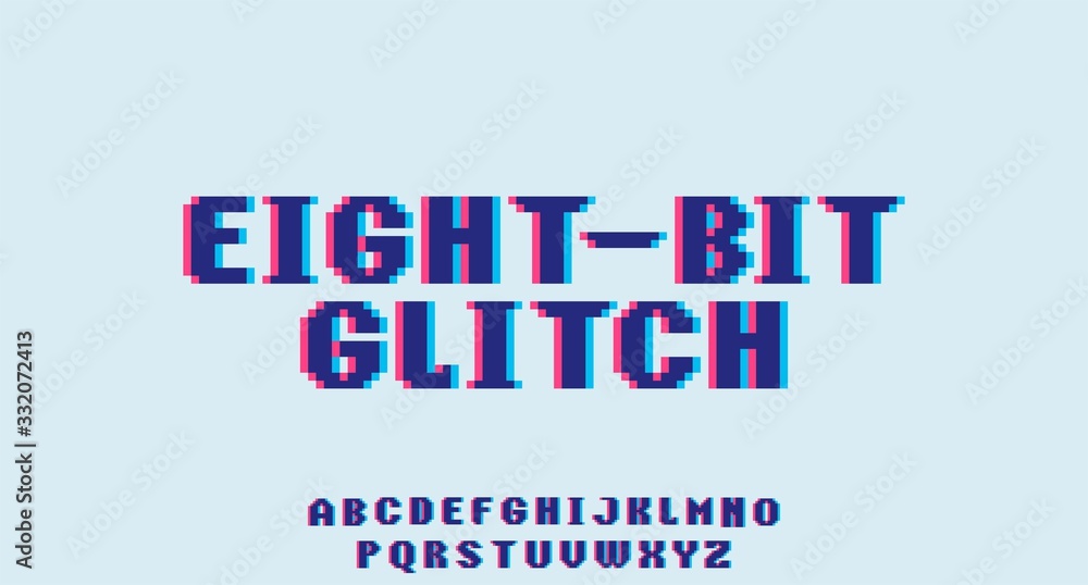 8 bit font retro game typeface style vector font typeset alphabet