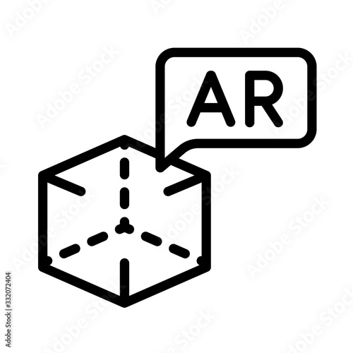 Augmented reality object outline vector icon isolated on white. AR and virtual reality line icon for web design, mobile apps, ui design and print. Futuristic technology business concept