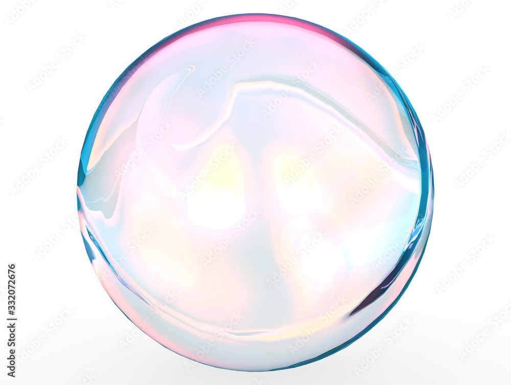 Obraz premium 3d pink blue ball crystal gradient colors isolated on white background. Abstract bubble glossy pastel 3d geometric shape object illustration render. 