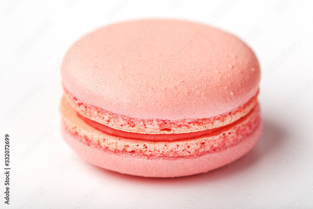 Pink macaroni Cookies on a white background, isolated. Pink macaroni Cookies on a white background, isolated.