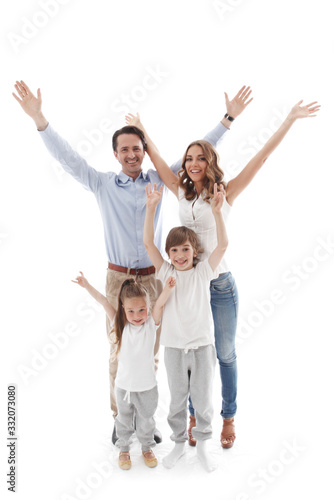 Family with children on white