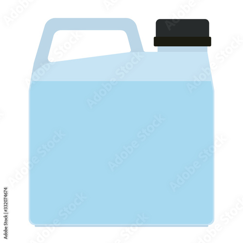 Plastic canister with liquid. Vector illustration on a white background.