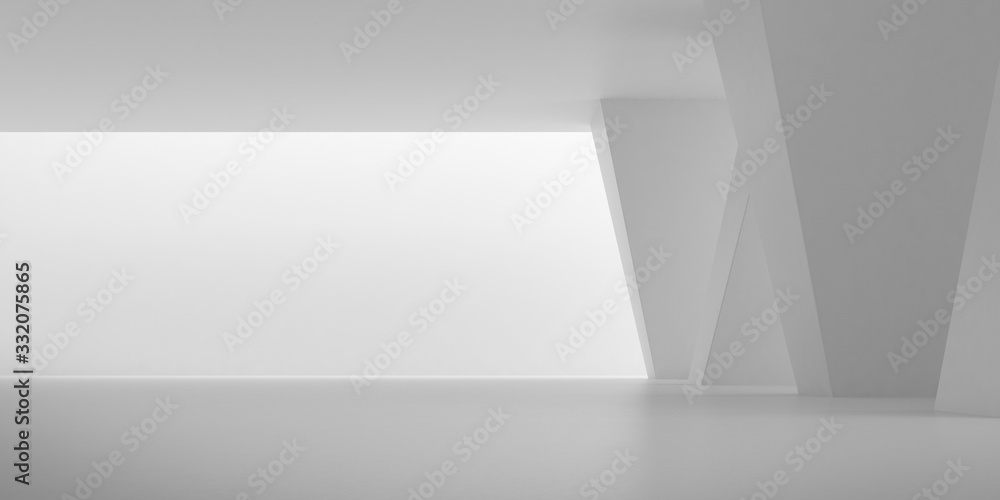 custom made wallpaper toronto digitalAbstract of concrete space with sun light cast the shadow on the wall ,Geometric structure, Museum space,Perspective of brutalism  architecture,3d rendering.	