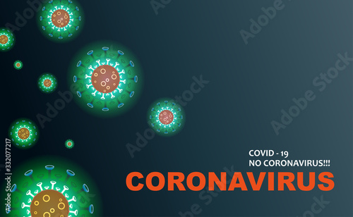Dark design with green silhouettes of elements of coronavirus, prevention of viral infections. Composition of Asian flu