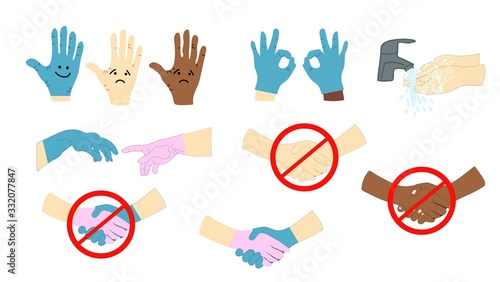 Coronavirus 2019-nCoV infographic,elements, human are showing coronavirus symptoms and risk factors. health and medical. Novel Coronavirus 2019. Latex gloves. Personal protective equipment..