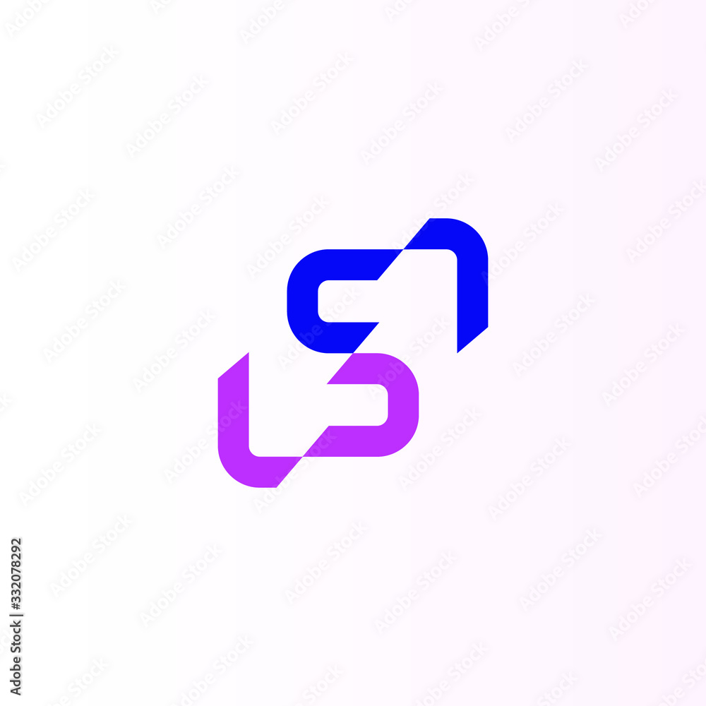 The letter s split in two vector logo The letter s split in two vector logo