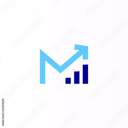 The letter M Arrow vector logo rating. Asset Growth Scale