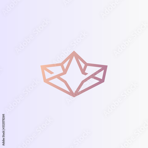 Tiara princess headdress, women's crown, thin linear unique elegant vector logo