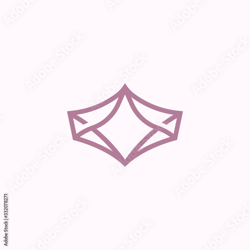 Tiara princess headdress, women's crown, thin linear unique elegant vector logo