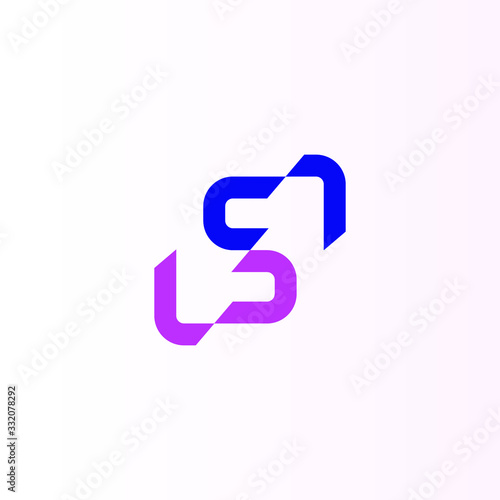 The letter s  split in two vector logo