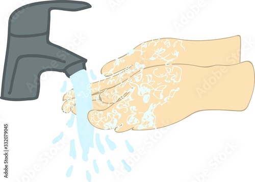 hand washing. Vector illustration isolated on a white background. CoVID-19 Virus outbreak spread..