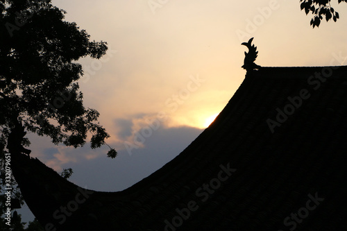 Architectural silhouette in the sunset photo