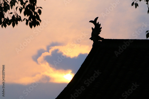 Architectural silhouette in the sunset photo