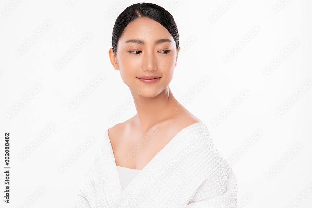 Beautiful Young Asian Woman with Clean Fresh Skin. Face care, Facial treatment, Cosmetology, beauty and healthy skin and cosmetic concept .woman beauty skin isolated on white background Beautiful Young Asian Woman with Clean Fresh Skin. Face care, Facial treatment, Cosmetology, beauty and healthy skin and cosmetic concept .woman beauty skin isolated on white background
