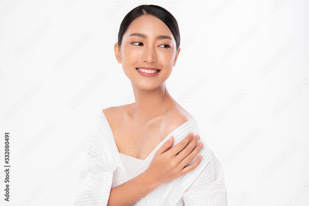 Beautiful Young Asian Woman with Clean Fresh Skin. Face care, Facial treatment, Cosmetology, beauty and healthy skin and cosmetic concept .woman beauty skin isolated on white background Beautiful Young Asian Woman with Clean Fresh Skin. Face care, Facial treatment, Cosmetology, beauty and healthy skin and cosmetic concept .woman beauty skin isolated on white background
