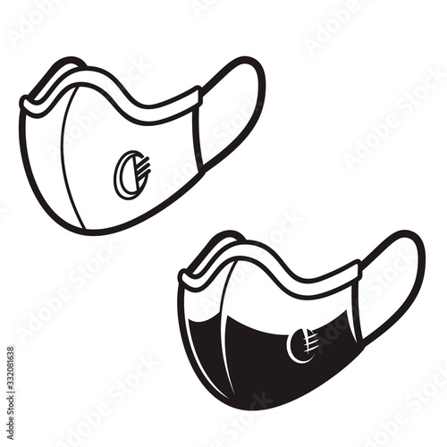 Icon of medical respiratory mask isolated on white background. Wuhan coronavirus theme. Design element for poster, card, banner, sign. Vector illustration