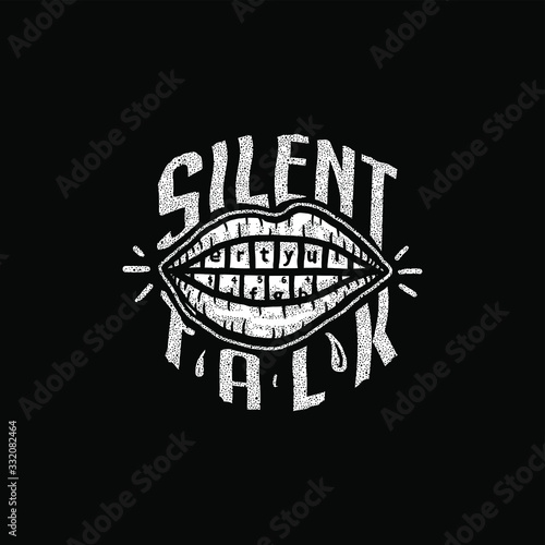 Vector drawing of silent talk, isolated on black background photo