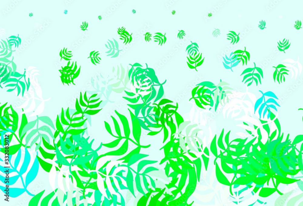 Light Green vector elegant pattern with leaves. Light Green vector elegant pattern with leaves.