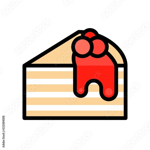 Strawberry crepe cake vector illustration, filled style icon