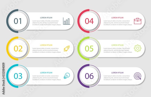Vector infographic design template with 6 options