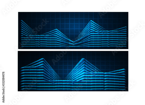 Sound waves oscillating dark blue light