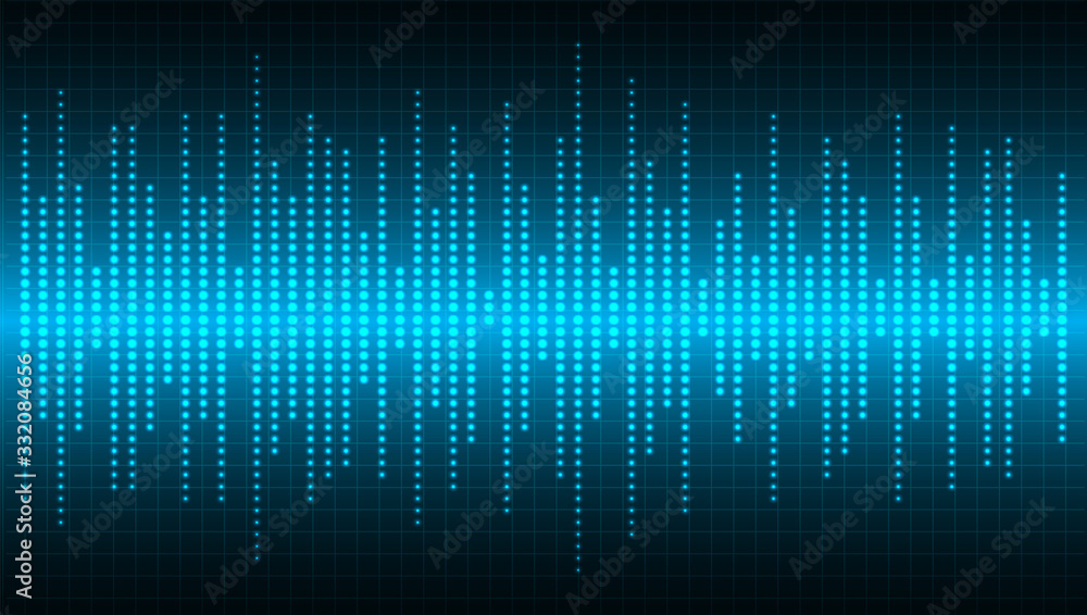 Sound waves oscillating dark blue light Sound waves oscillating dark blue light