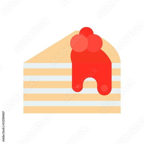 Strawberry crepe cake vector illustration, flat style icon