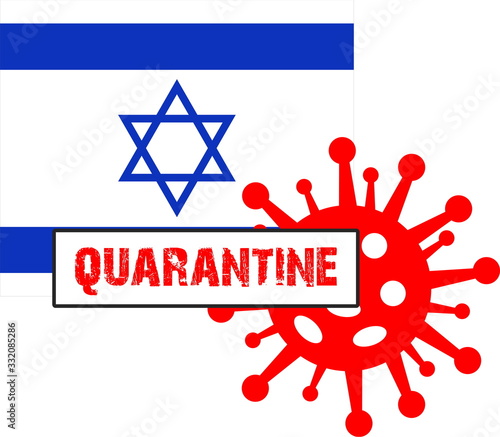 Coronavirus  quarantine in Israel icon symbol and flag