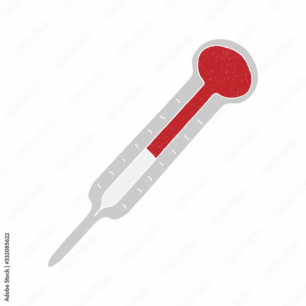 thermometer vector design. digital hand drawn style. grain texture