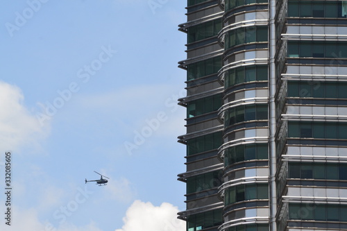 Helicopter and blue sky in Kuala Lumpur