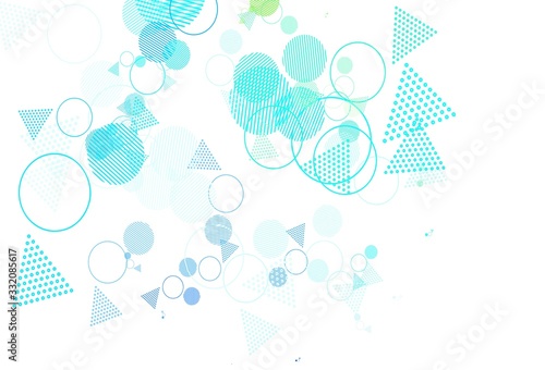 Light Blue, Green vector template with crystals, circles, squares.