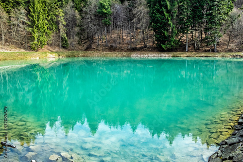 Water reservoir in Stiavnica Mountains, Slovakia, seasonal natural scene © vrabelpeter1