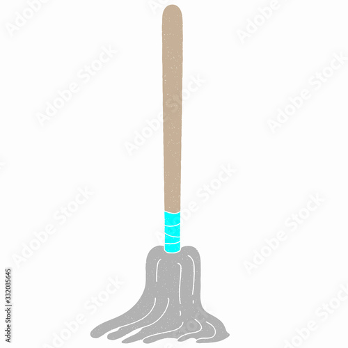 mop vector design. digital hand drawn style. grain texture