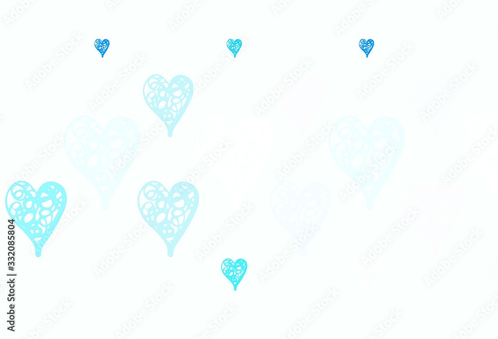 Light Blue, Yellow vector background with Shining hearts. Light Blue, Yellow vector background with Shining hearts.